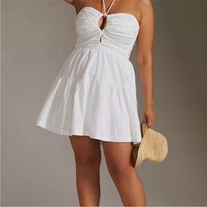 Anthropologie White Strapless Dress